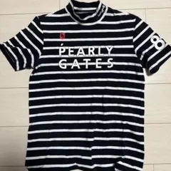 PEARLY GATES ストライプ ハイネックポロシャツ