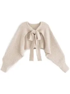 GRL グレイル★前後2wayビッグリボンクロップド丈ニットボレロ[kz201]