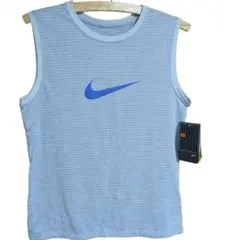 【新品】NIKE ナイキ Dri-FIT ノースリーブ Lサイズ 水色 ボーダーのサムネイル