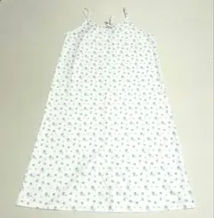 小花柄　ワッフル　キャミロングワンピース 白　青　XL