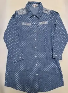 motherways　長袖シャツ チュニック　ワンピ　130cm　水色　ブルー