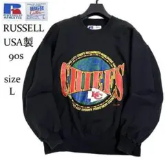 90s ラッセル NFL カンザスシティチーフス スウェット L 黒 USA製のサムネイル