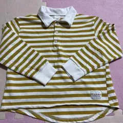 FICORO 白と黄のストライプ 長袖シャツ120
