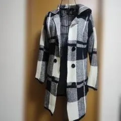 GORGE チェック柄ダブルボタンニットチェスターコート