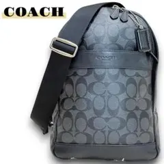 【美品】コーチ クロスボディ シグネチャー PVC ブラック チャールズ