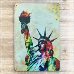 新品未使用のブリキ看板　自由の女神　アート　オシャレな部屋のインテリアなどに