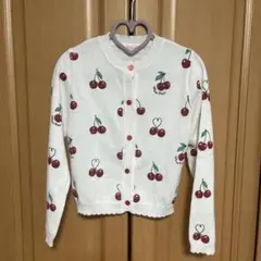 mezzo piano メゾピアノ さくらんぼ柄カーディガン Mサイズ