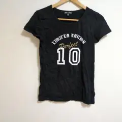 半袖 Tシャツ【L】黒 レディース トップス ブラック プリント入り カジュアル