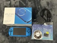 【希少】PSP-3000 バイブラントブルー 箱説付 新品バッテリー