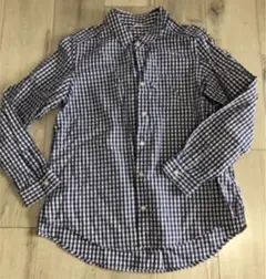 ギンガムチェックネイビー×ホワイト長袖シャツ