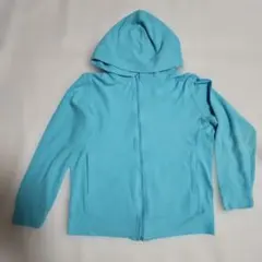 ユニクロ　水色 フード付きジップアップパーカー 150