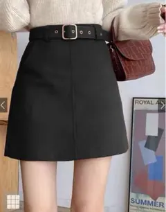 GRL グレイル ベルト付台形ミニスカート[ac1225] ブラック　ベルト無し