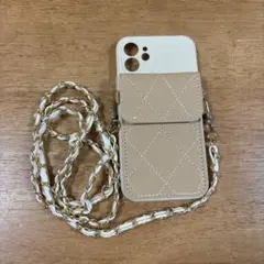 iPhone12用ケース キルティング調 ショルダー付き