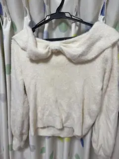 INGNI イング フェザーヤーンオフショルリボンニット アイボリー