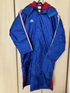 adidas 青色 フード付きベンチコート