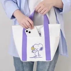 スヌーピー トートバッグ ミニトート キャンバス 刺繍 ランチバッグ 新品