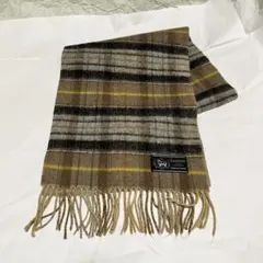 【日本製】 カシミヤ入り ウールマフラー チェック柄 ベージュ 暖か