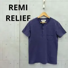 REMI RELIEF レミレリーフ ヘンリーネック Tシャツ L 紫のサムネイル