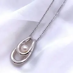 【極美品】TASAKI タサキ 1粒 パール ネックレスシルバー ドロップ 2連