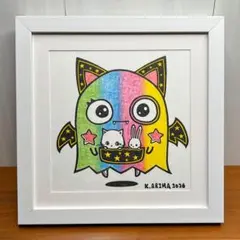 フラワーライオン」｜絵画 原画 抽象画 絵 動物画 ドローイング ポップ