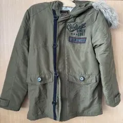 オリーブグリーン フード付きコート　160 フード取り外し不可