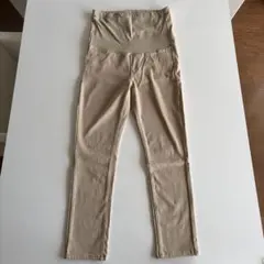 ベージュ マタニティパンツ ハイウエスト