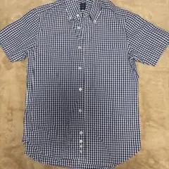 BEAMS 半袖シャツ 青と白のギンガムチェック