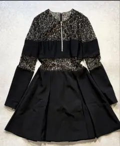 アレキサンダーマックィーン 長袖ワンピースレース 黒のサムネイル