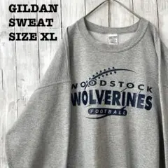 アメリカ古着GILDAN オーバーサイズ　プリントスエットトレーナー XLグレー