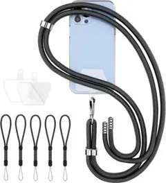 スマホショルダー ストラップホルダー 全機種対応 携帯ストラップ 肩掛け 黒
