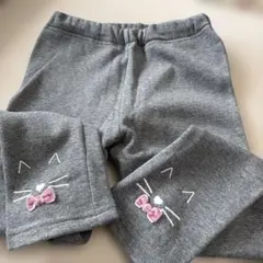 猫顔リボン付きスウェットパンツ 100cm