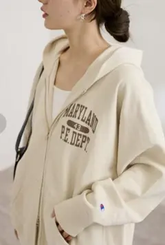 美品★FRAMeWORK Champion別注 リバースパーカーM ダブルジップ