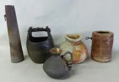 花瓶　5点セット　陶器　花器　フラワーベース　和風　インテリア　花生　置物
