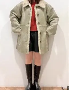 JEANASIS ヴィーガンレザーボアコクーンコート