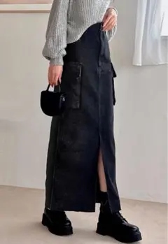 【SALE】GRL フロントスリットロングデニムスカート