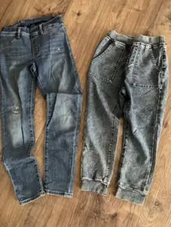 GU UNIQLO キッズ ロングデニムパンツ 2本セット 120cm130cm