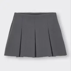 GU ローウエストプリーツミニスカート　グレー　XL