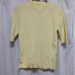 イエロー 五分丈リブ編みTシャツのサムネイル