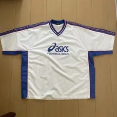 ASICS 半袖ピステ Lサイズ ホワイト/ブルー