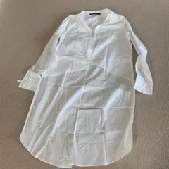 ZARA TRAFALUC ホワイト 長袖アシンメトリーシャツ M