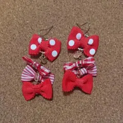 ミッキー リボンピアス