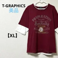 美品　ティーグラフィックス【XL】五分袖　プリントTシャツ　コットン　レッド
