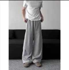 スウェットパンツ　グレー　L ワイドパンツ　メンズ　ウエストゴム　部屋着　楽ちん