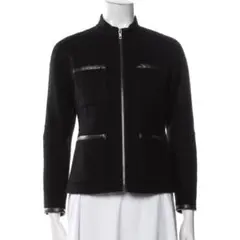 Theory ノーカラー パイピング ジャケット ブラック