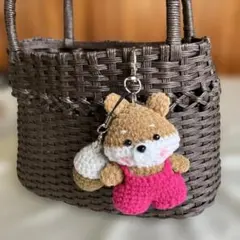 あみぐるみ柴犬のキーホルダー
