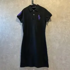 ラルフローレン ビッグポニー ポロワンピース ブラック 紫 M y2kのサムネイル