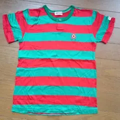 miki HOUSE ボーダー Tシャツ レッド グリーン ロゴ刺繍のサムネイル