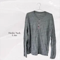 グレー ヘンリーネック カットソー トップス 長袖 薄めカットソー 秋冬