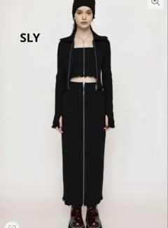 SLY DAMAGING RIB ZIPPED ロングスカート