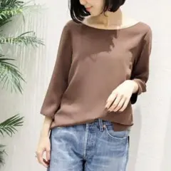 【プラージュ】日本製 手洗い可 PEクルーネックブラウス 袖サイドスリットのサムネイル